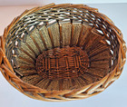 Vtg Oval Rope   Wicker Weave Basket 6  Tall X 8  X 9 