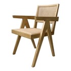 Elm Wood Dining Chairs With Rattan Seat And Back  Natural Finish  Set Of 2