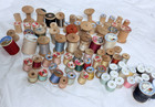 Lot 84 Coats   Clark Belding Mixed Star Tal Vtg Sewing Thread Wooden Wood Spools