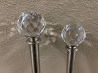 Adjustable Nickel Curtain Rod Kit 72   144      Crystal Finials     Complete Set