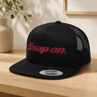 Snap-on Tools Red Logo Embroidered Black Mesh Snapback Trucker Hat