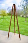 Antique Vintage Surveying Level Transit Wood Brass Tripod Camera Stand Lamp