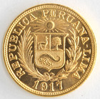 Peru Republic Verdad I Una Libra  917 Fine Gold Coin Random Year Km  207