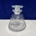 1900s Antique Hand Blown Etched Cut Crystal Cologne Perfume Bottle Pontil Mark