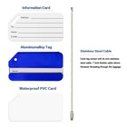 2 Pack Blue Aluminum Luggage Tags Holder Travel Baggage Identifier Metal Label