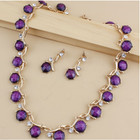 Jewelry Set-elegant Purple Necklace Set With Rhinestone Accents