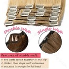 200g Real Thick Double Weft Clip In Hair Extensions Human Hair Full Head  blonde