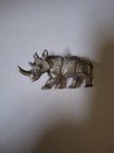 Lot 3 Vintage Rhino Figurines Pewter  Sp 2002  Brass Tone Miniature Rhinoceros