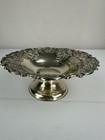 Vintage Floral Ornate Silverplated Dish W pedestal 