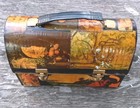 Vtg Ooak Dome Top  Vtg Rare Metal Lunchbox Decoupage Red Felt Lined Masculine  