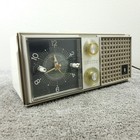 Vintage Zenith L519 Tube Radio Clock Telechron Am 1950 s Mcm White Tested Works