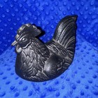 Vintage Black Cast Iron Rooster Chicken Doorstop    b14 