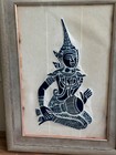 Pair Of Beautiful Framed Vintage Thai Temple Rubbings  Cobalt Blue