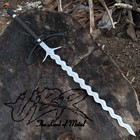 Flamberge Sword High Carbon Steel Blade With Leather Sheath