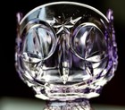 Eapg Purple Amethyst Leaf   Star Glass Footed Candy Bowl Vase Comport Antique
