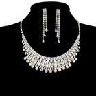 Rhinestone Ab Crystal Necklace Earring Jewelry Set Wedding Bridal Prom Party