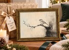 Vintage Gold Framed Bird Wall Art  Sparrow Branch Sketch Farmhouse Picture