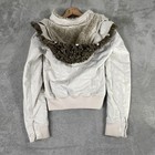 Abercrombie   Fitch Jacket Womens Medium White Faux Fur Hood Toggle Y2k Bomber