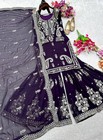Latest Beautiful Purple Faux Georgette Top Palazzo With Dupatta For Reception
