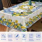 Lemon Tablecloth 60 X 84 Inch Rectangle  Yellow And Blue Mediterranean Summer 