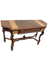 66885  Custom  Inlaid Antique Flip Top Sideboard Dining Table With Drawer