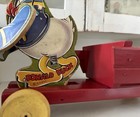 Vintage 1940s Disney Donald Duck Quacking Wooden Cart Pull Toy  550 Fisher Price