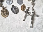 Antique Religious Items Lot Jewelry  Pendants  Rosaries  Crosses Medals Crucifix