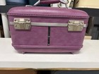 Vintage Purple Plum American Tourister Train Case  Cosmetic Makeup Suitcase 1970