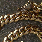 Men s 14k Gold Plated Miami Cuban Link Hip Hop Chain Solid Stainless Steel