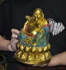 8  China Buddhism Bronze Gilt Cloisonne Pray Ruyi Maitreya Buddha Buddha Statue