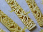 Vintage Highly Carved Floral Bovine Celluloid 5 x 1  Panels Unknown Use