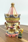 Porcelain Hinged Trinket Box Merry Go Round With Clown Circus Carnival