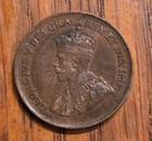1927 Canada One Cent King George V  Maple Leafs Copper Penny