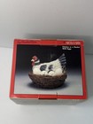 Vintage Large 13 In Ceramic Chicken In Wicker Basket Nest With Eggs And Chicks