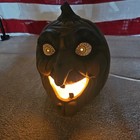 Vintage Scioto Halloween Light Ceramic Witch Face Jack O Lantern Pumpkin Spooky