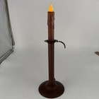 Primitive Vintage Hog Scraper Pushup Candlestick 9 1 4  Metal W  Battery Candle