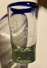 Don Eduardo Tequila Mexican Hand Blown Shot Glass Cobalt Blue Rim