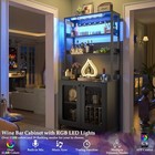 67  Tall Wine Bar Cabinet Liquor Cabinet With Led     Power Outlets     Glass Holder