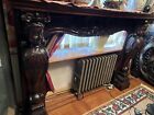 Antique 76   x11    wide Mahogany Hand Made Figural Mantel Fireplace