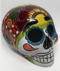 Sugar Skull Hand Painted Mexican Pottery Halloween Talavera Day Of The Dead 5   