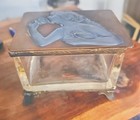 Antique K   O  Glass And Brass Trinket   Cigarette Box Ornate