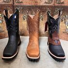Men s Square Toe Boots Western Cowboy Crazy Leather Tractor Sole Multicolor Bota