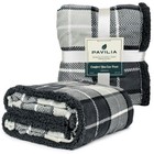 Plaid Throw Blanket For Couch Sofa Bed Sherpa Fleece Soft Microfiber Reversible
