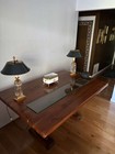 Vintage Rustic Wooden Trestle Table - Farmhouse Style Dining Or Work Table