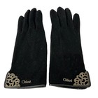 Chloe - Black Gold Wool Leather Women s Gloves