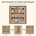 Double-sided Rotating Challenge Coin Display  Wooden Military Rustic Brown
