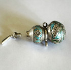 Antique- Collectible Chinese Silver And Enamel Double Gourd-shaped Snuff Bottle