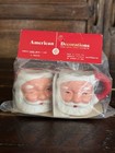 Vintage Japan Mini Santa Mugs Pair 2    Winking Face Red Handle Christmas Ceramic