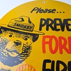 Vintage Shell Gasoline Sign - Smokey Bear Forest Service Gas Porcelain Sign