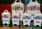 Antique German Roses Canisters  cereal Set  9 Pieces Art Nouveau